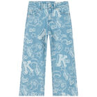 بنطلون بنات دينيم بالشعار باللون الأزرق, 1, hi-res